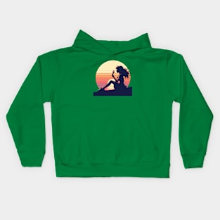 Sunset Dreams Ice Cream - Silhouette Art Kids Hoodie